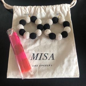 NEW 2 Misa Los Angeles Earrings Set Ombré Tassel Crochet Dot